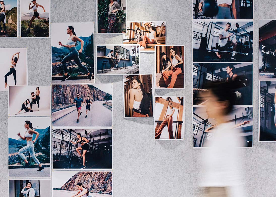 A mood board at the lululemon Hong Kong office