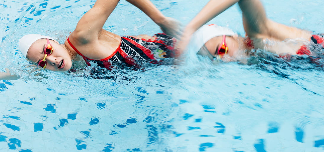 Yvette Kong swimming laps in the pool