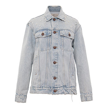CURRENT/ELLIOTT Pearl-Embellished Denim Jacket