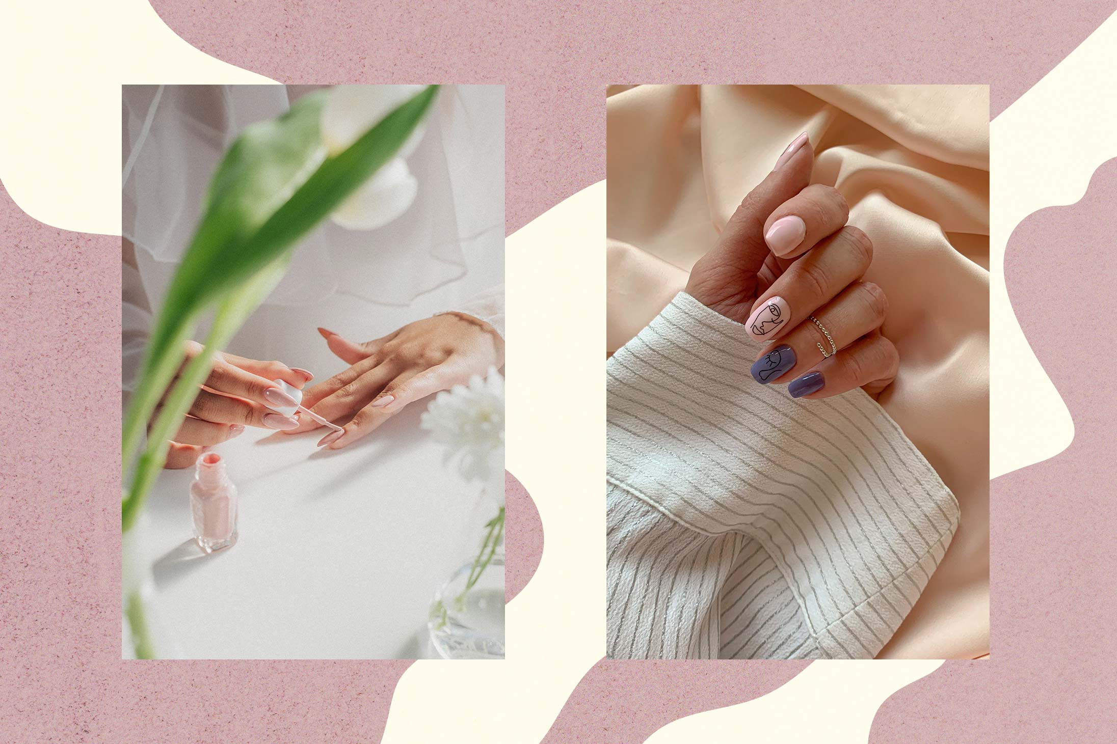 A woman giving herself a manicure with products available at Pacific Place