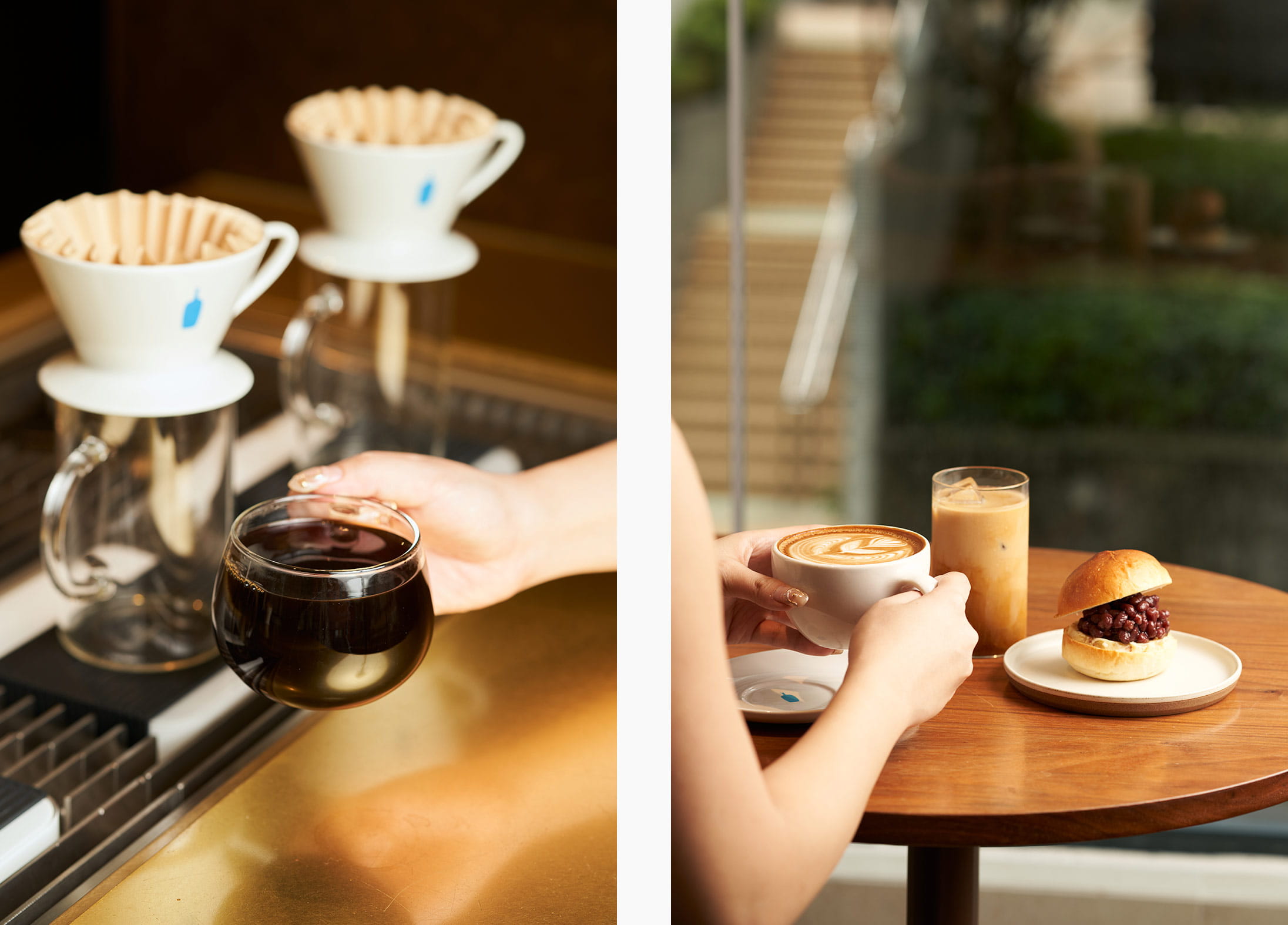 Drinks and snacks at Blue Bottle Coffee in Starstreet Precinct