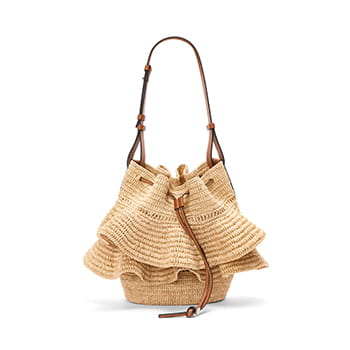 LOEWE Balloon Ruffles Bag in Raffia and Calfskin