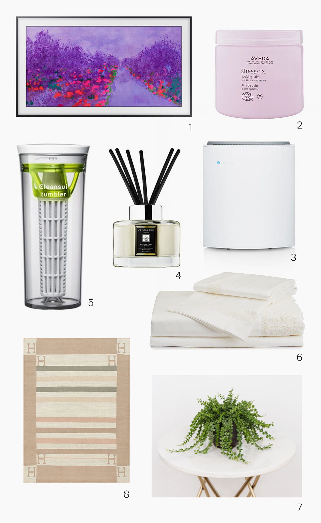 Home wellness products from Samsung, Hermès, Jo Malone, Ellermann, Cleansui, Blueair, Aveda and Frette