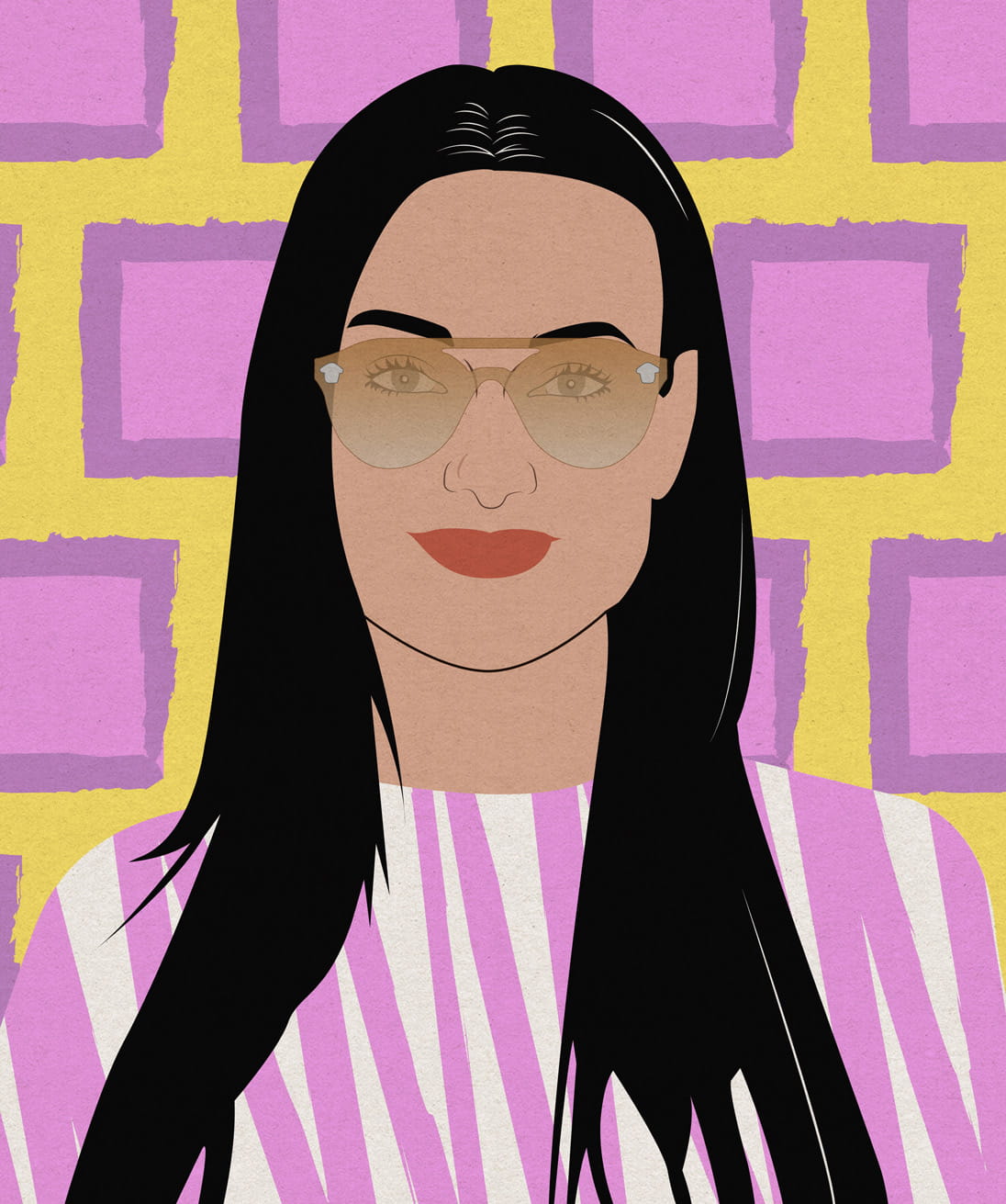 Square face? Go for soft, curved frames and long hair with a middle part
