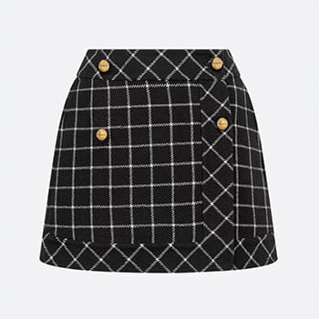Dior Double-Sided Check’n’Dior Virgin Wool Wrap Miniskirt