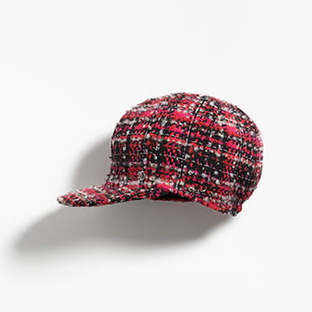 Chanel Cotton Tweed Cap in Black, Pink, Red & White
