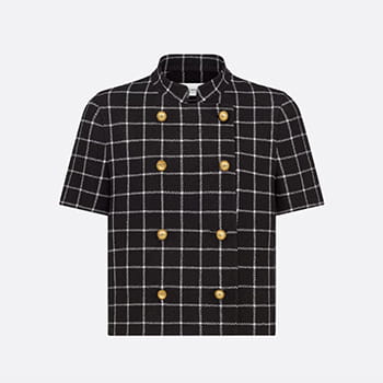 Dior Double-Sided Check’n’Dior Virgin Wool Short-Sleeved Double-Breasted Jacket