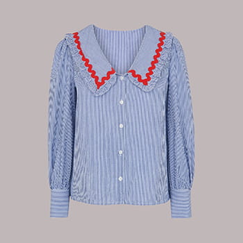 Whistles Ric Rac Detail Collar Top