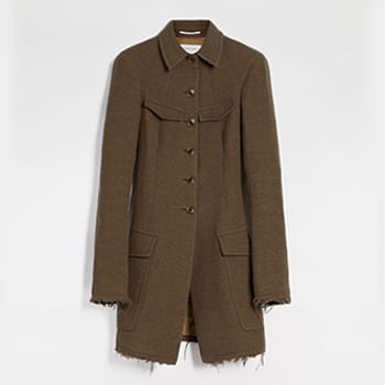 Sportmax Fitted Felted Wool Blazer in Golden Green Brown