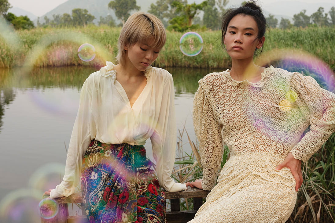 Models pose in Isabel Marant