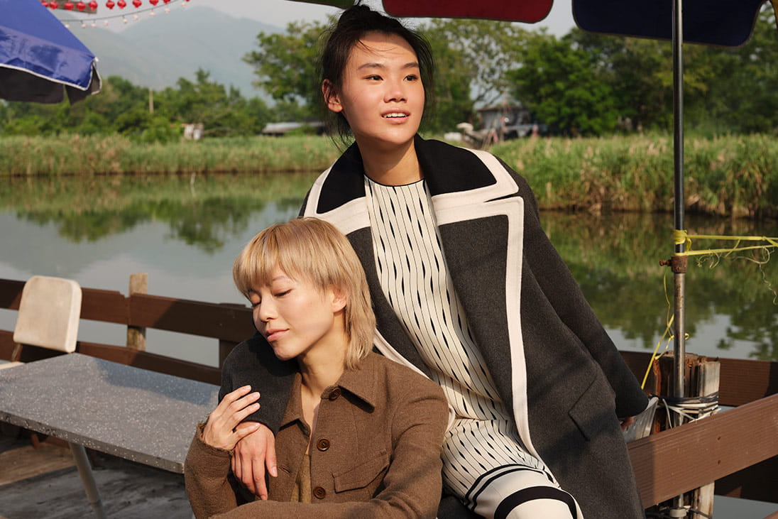 Models pose in Sportmax