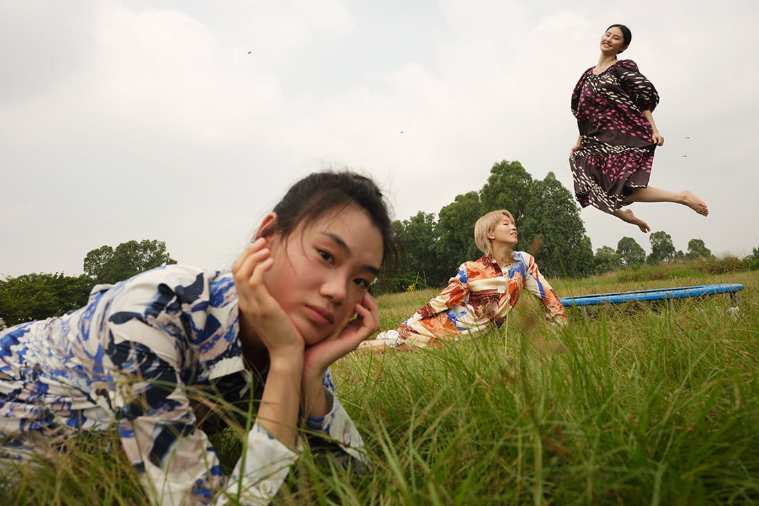 Models pose in Marimekko