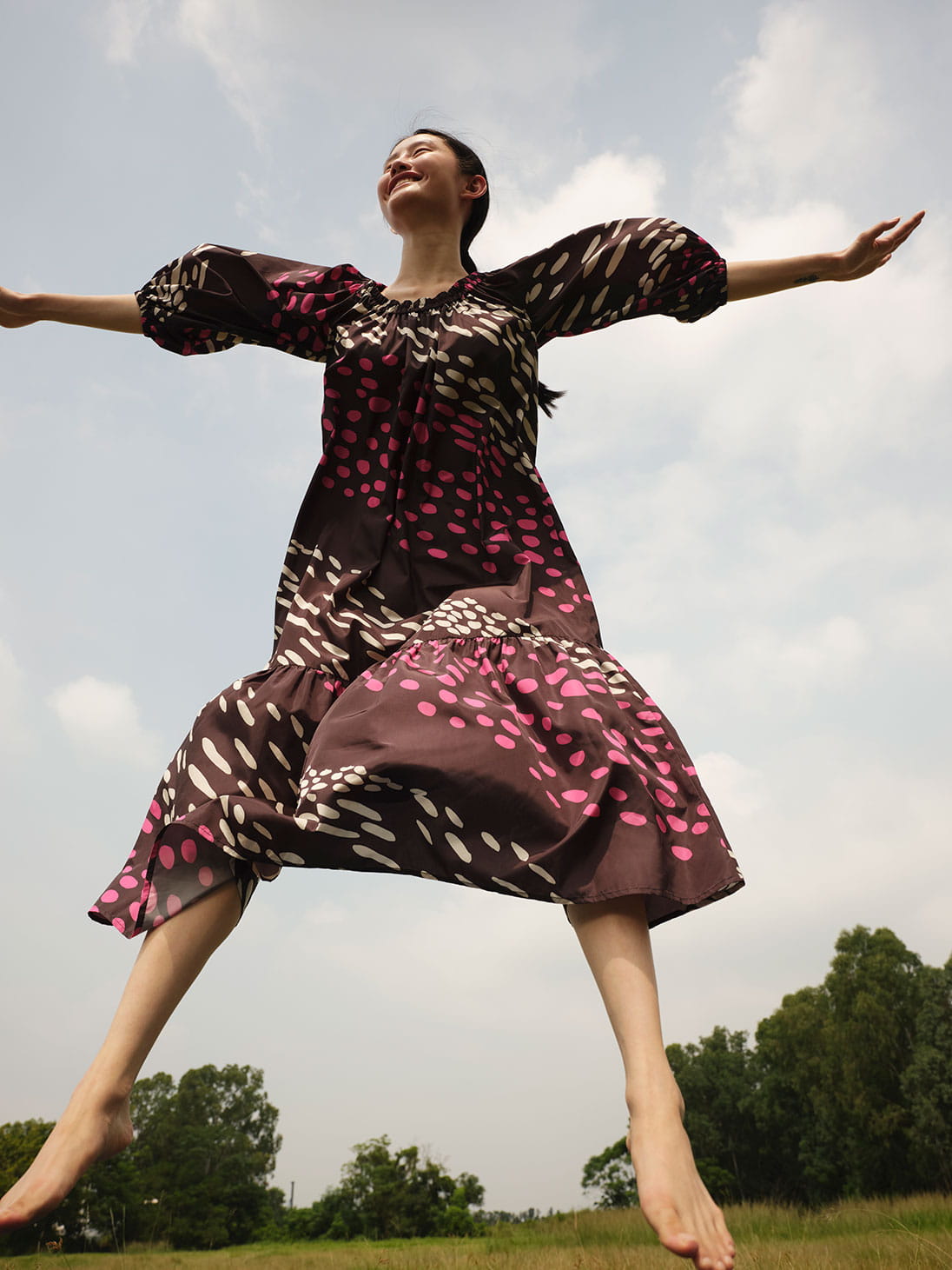A model poses in Marimekko