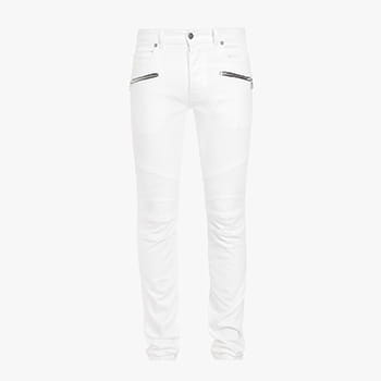 Balmain Slim Cut White Cotton Jeans for Men