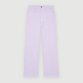 Maje Coloured Straight-Cut Jeans with Cutouts in Parma Violet for Women
