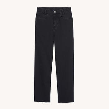 Sandro Straight-Cut Jeans with Raw Edges in Black for Women