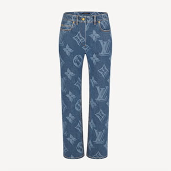 Louis Vuitton Blurry Giant Monogram Mid-Rise Jeans for Women