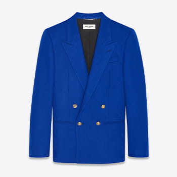 Saint Laurent Double-Breasted Jacket in Cashmere Flannel