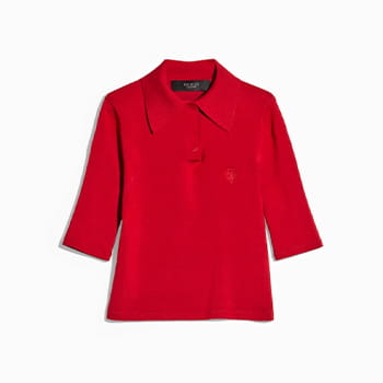 Gucci Fine Stretch Knit Silk Polo Shirt in Red