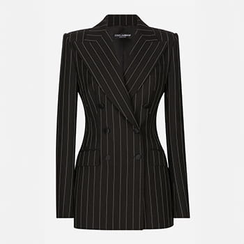 Dolce & Gabbana Double-Breasted Pinstripe Wool Turlington Jacket
