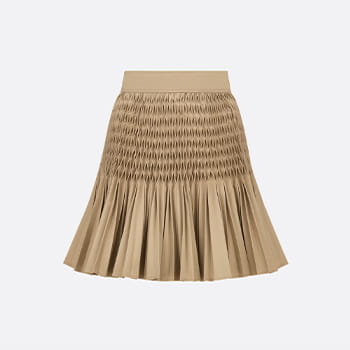 Dior Pleated Short Skirt in Beige Cotton Gabardine 