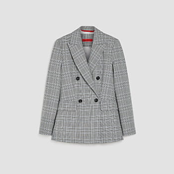 MAX&Co. Double-Breasted Twill Blazer in Black Pattern