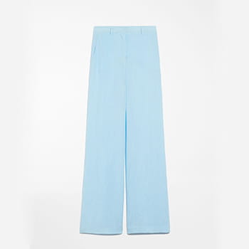 Sportmax Flared Viscose Trousers in Light Blue