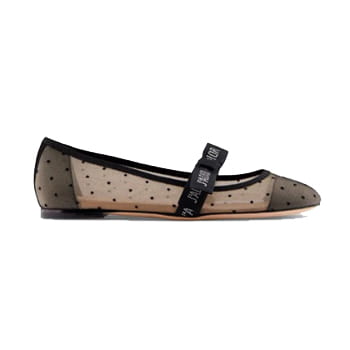 Dior Miss J’dior Ballet Flat in Dotted Swiss Tulle with Rhinestones