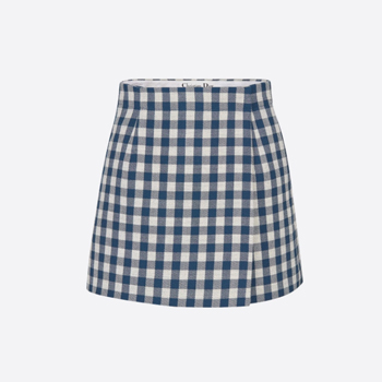 Dior Blue Check Wool Twill Skort