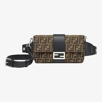 Fendi Brown Fabric Baguette Bag
