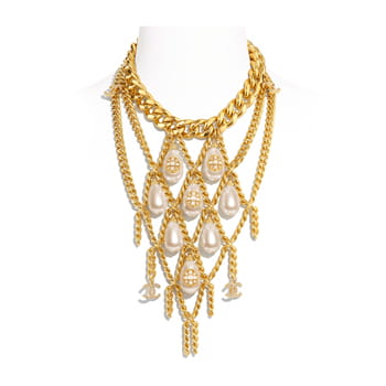 Chanel Gold, Pearly White & Crystal Necklace