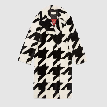 Gucci Houndstooth Shearling Coat