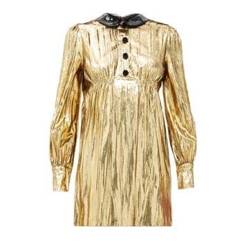 Gucci Detachable-Collar Lamé Mini Dress