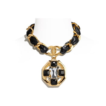 Chanel Gold Black & Crystal Necklace