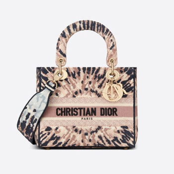 Dior Medium Lady D-Lite Bag in Multicolor Tie & Dior Embroidery