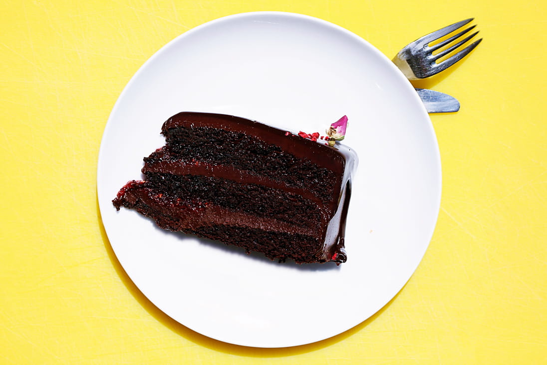 A slice of chocolate cake 