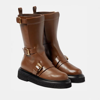 Max Mara Bucklesboot Leather Ankle Boots