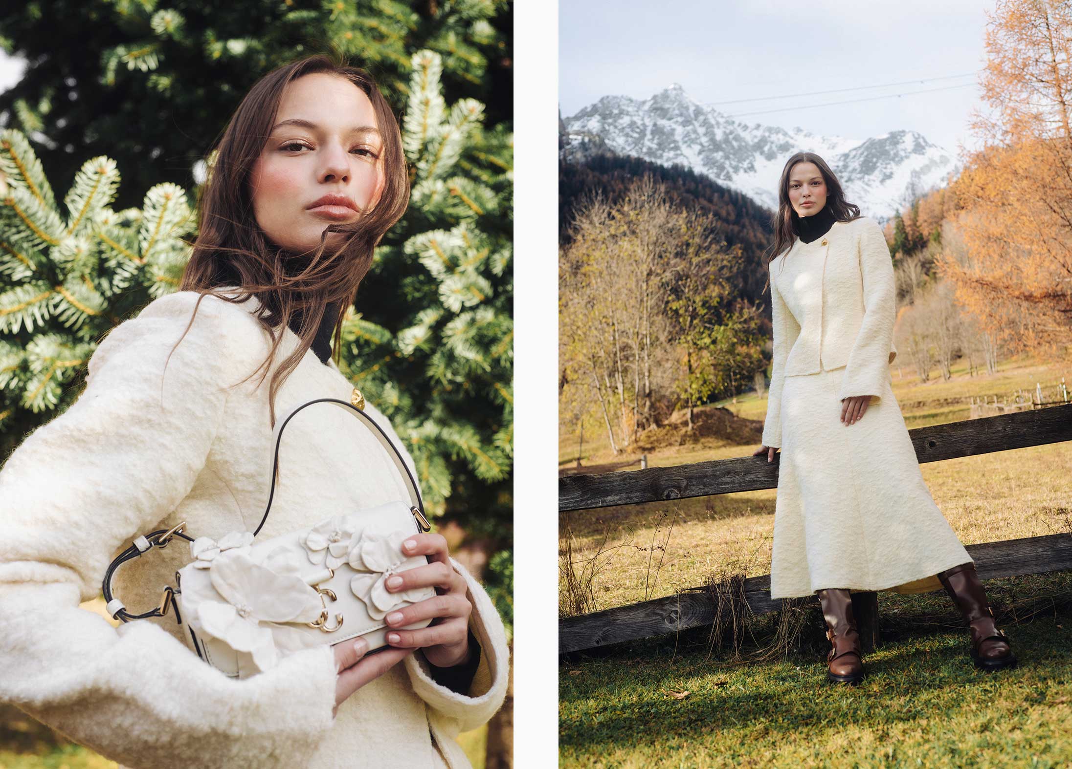 A model poses in Chloé, Jimmy Choo and Max Mara