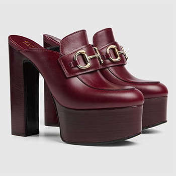 Gucci Platform Mule with Horsebit in Rosso Ancora Red
