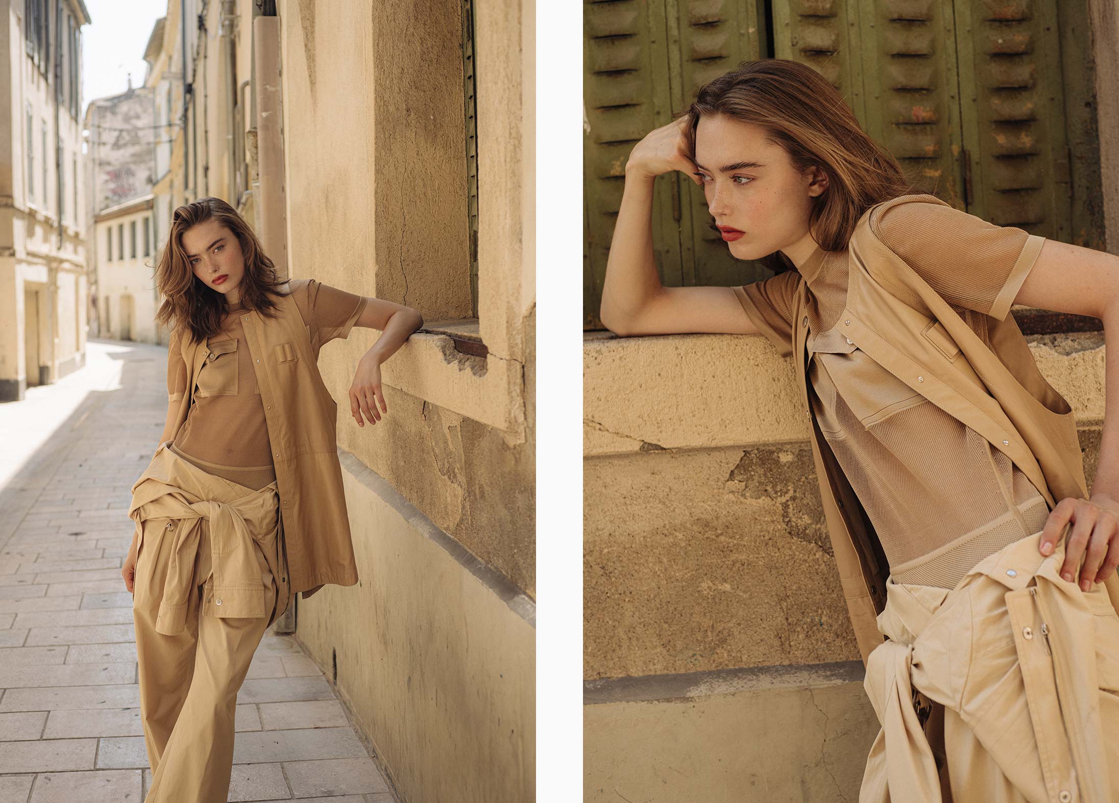 A model poses in Nîmes wearing Hermès