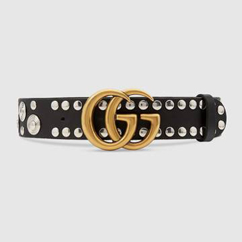 Gucci Studded Leather Belt With Double G Buckle