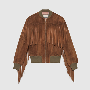 Gucci Suede Bomber With Fringe