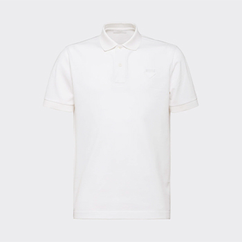  Prada Men’s White Piqué Polo Shirt