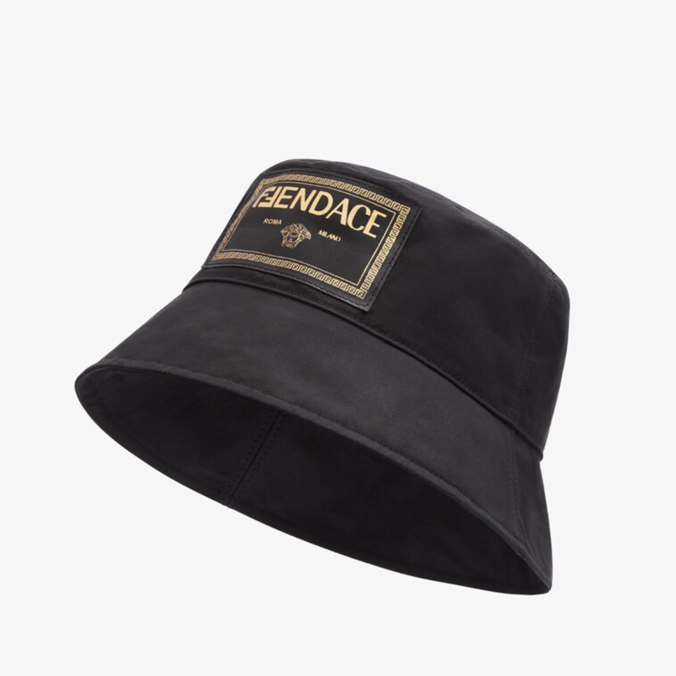 Fendi x Versace Fendace Black Canvas Logo Bucket Hat