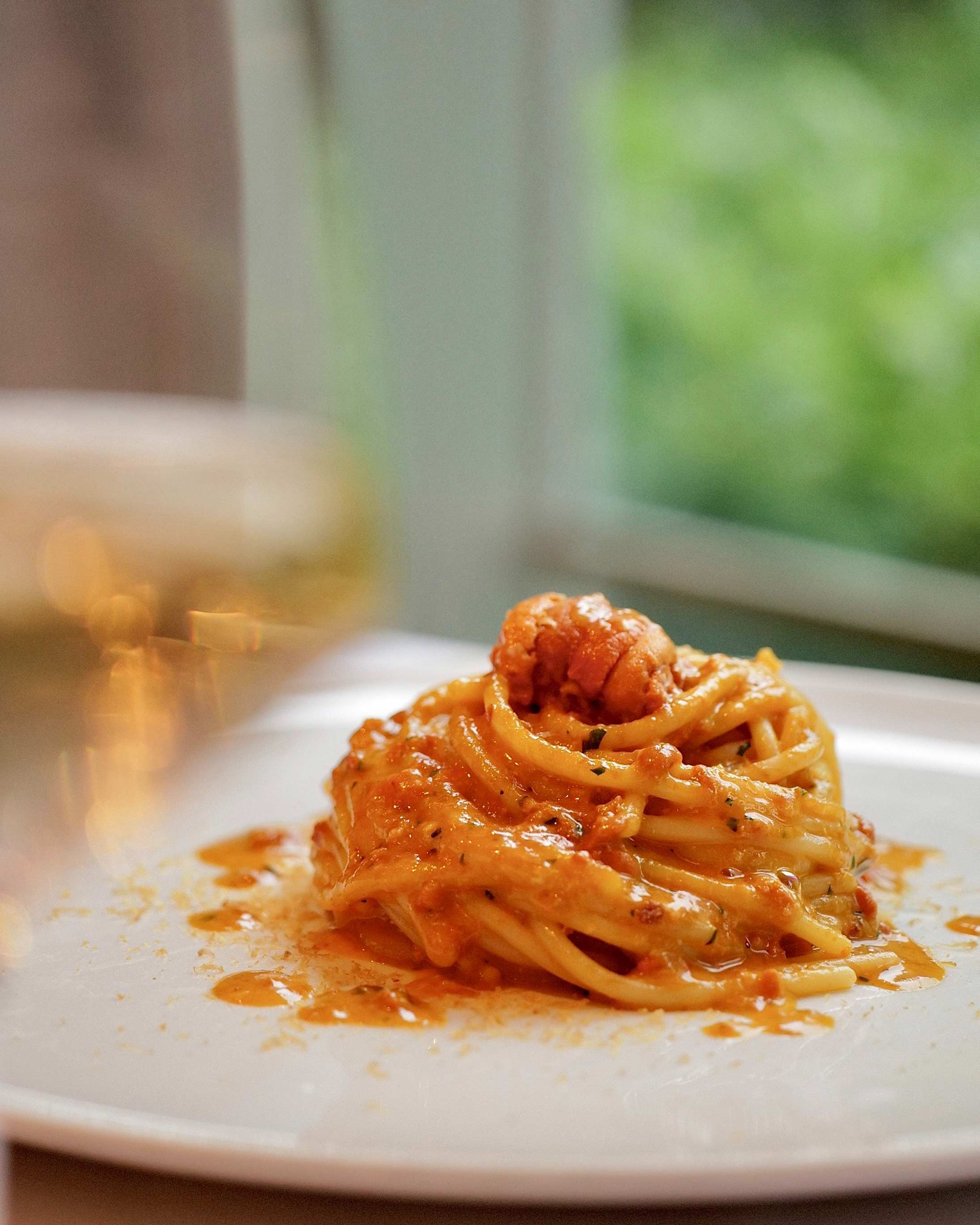 Pasta with fresh sea urchin at Giando