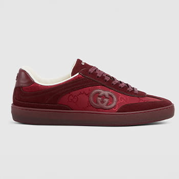 Gucci Men’s G75 Sneaker in Rosso Ancora Suede