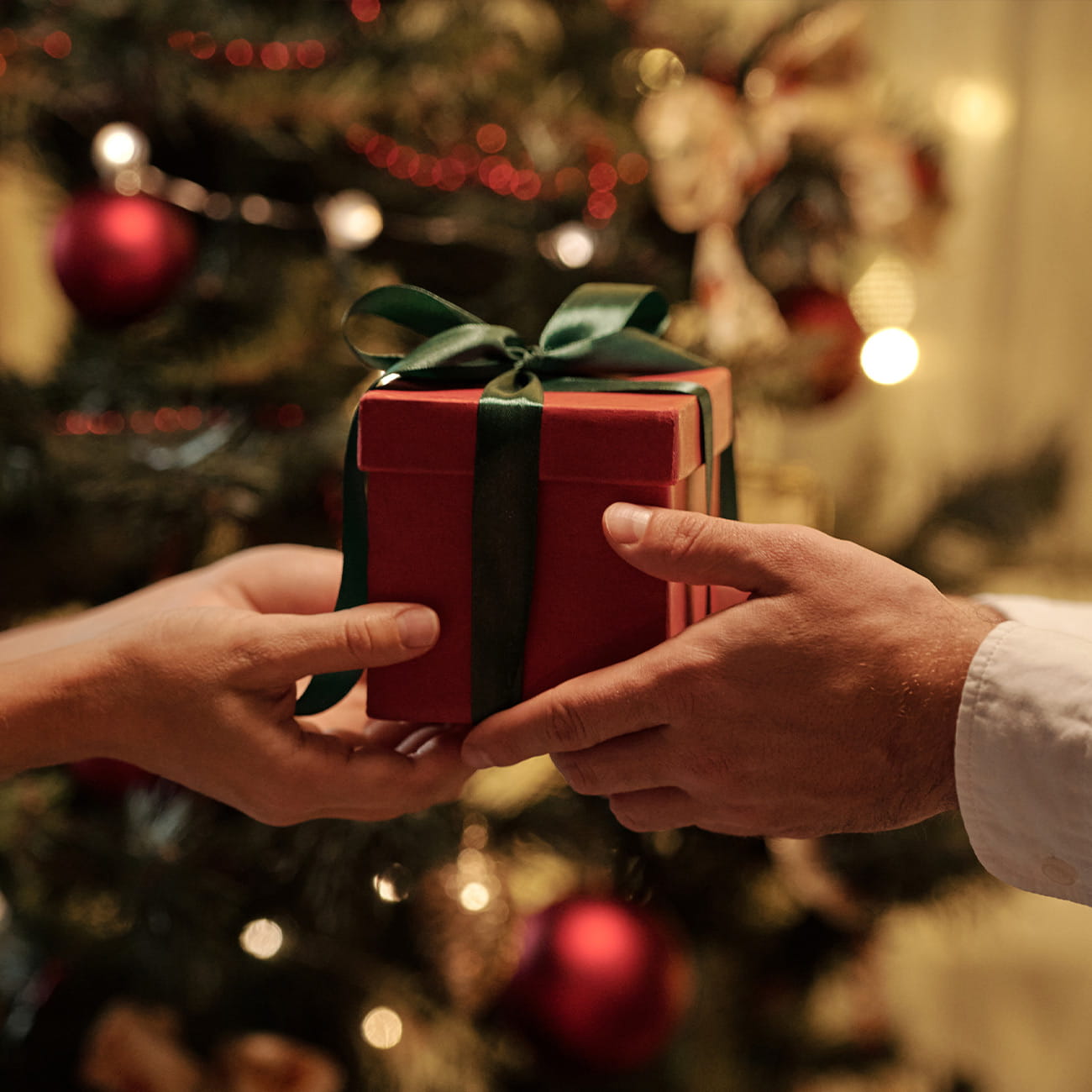 A wrapped holiday gift