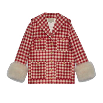 Gucci Tweed Jacket with Feathers