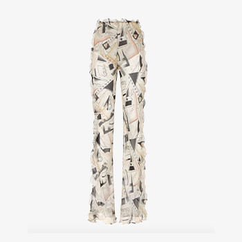 Fendi Multicolor Printed Chiffon Trousers 