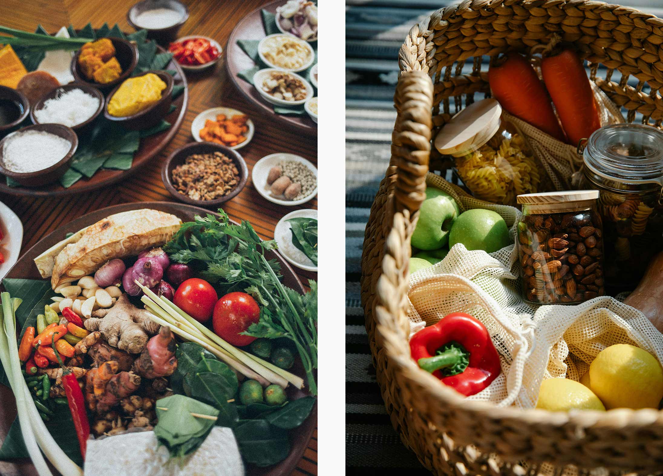 Fresh produce showing a low-meat diet